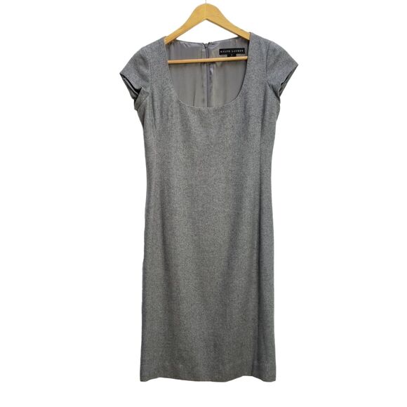 Ralph Lauren Black Label Cashmere Bl Sheath Dress Sparkly Gray Scoop Neck Sz 4 - Picture 1 of 10